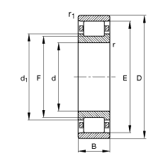 FAG Բ N205-E-TVP2,  DIN 5412-1 ׼Ҫߴ, Ƕλ, ɷ, ּ